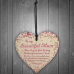 I Love You Mum Gift For Mothers Day Birthday Hanging Wood Heart