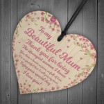 I Love You Mum Gift For Mothers Day Birthday Hanging Wood Heart