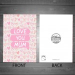 Card For Mum Mothers Day Birthday LOVE YOU MUM Card