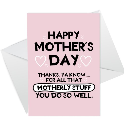 Funny Thank You Card For Mum Mothers Day Card From Daughter Son