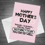 Funny Thank You Card For Mum Mothers Day Card From Daughter Son