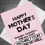 Funny Thank You Card For Mum Mothers Day Card From Daughter Son