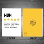 Funny Mothers Day Card for Mum Product Star Rating Review Card