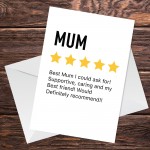 Funny Mothers Day Card for Mum Product Star Rating Review Card