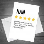 Funny Mothers Day Card for Nan Product Star Rating Review Card
