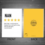 Funny Mothers Day Card for Nan Product Star Rating Review Card