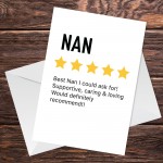 Funny Mothers Day Card for Nan Product Star Rating Review Card