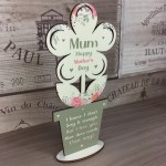 Mum Happy Mothers Day Gift From Daughter Son Wooden Flower