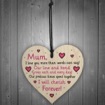 Mum Gift From Son Daughter Mothers Day Wooden Heart Birthday
