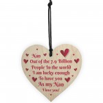 Nan Gift Hanging Heart Sign For Mothers Day Birthday Gifts