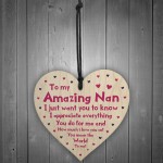 Amazing Nan Mothers Day Birthday Gift For Her Wooden Heart Gift