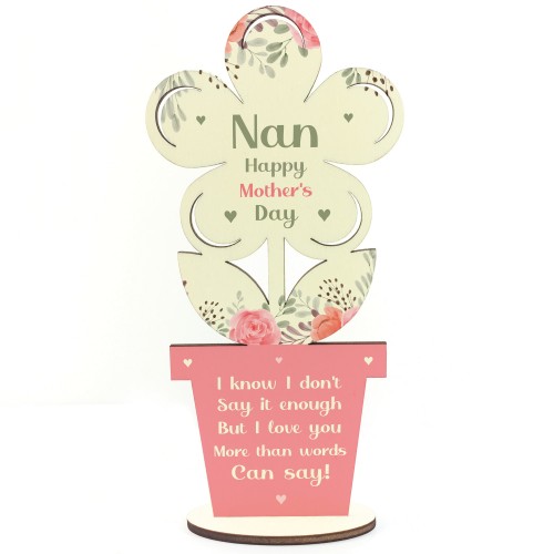 Happy Mothers Day Nan Wooden Flower Gift For Nan Nanny Gift