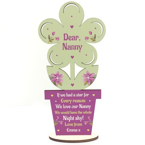 Personalised Nan Nanny Nanna Wooden Flower Gift For Mothers Day
