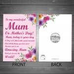 Wonderful Mum Mothers Day Card Love Poem Quality Card For Mum