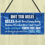 Hot Tub Rules Novelty Hanging Plaque For Garden Funny Signs