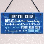 Hot Tub Rules Novelty Hanging Plaque For Garden Funny Signs