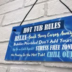 Hot Tub Rules Novelty Hanging Plaque For Garden Funny Signs