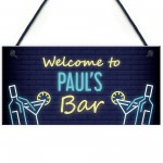 Personalised Home Bar Hanging Decor Sign Garden Cocktail Bar