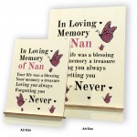 In Loving Memory Of Nan A5 Standing Plaque Nan Memorial Sign