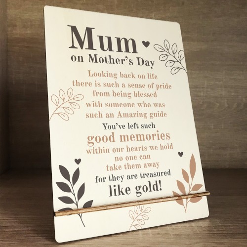 Mum On Mothers Day Memorial Plaque A5 In Memory Sign For Mum