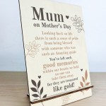 Mum On Mothers Day Memorial Plaque A5 In Memory Sign For Mum