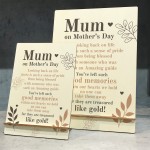 Mum On Mothers Day Memorial Plaque A5 In Memory Sign For Mum