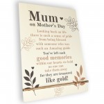 Mum On Mothers Day Memorial Plaque A5 In Memory Sign For Mum