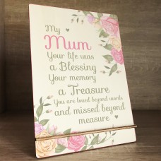 Mum Memorial Gift A5 Wood Standing Plaque In Memory Gift Sign