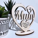 Gift For Mum Engraved Wood Heart Birthday Gift For Her Thank You