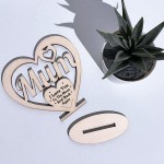 Gift For Mum Engraved Wood Heart Birthday Gift For Her Thank You