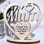 Gift For Mum Engraved Wood Heart Birthday Gift For Her Thank You