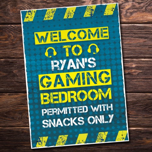 Personalised Gaming Sign For Boys Bedroom Games Room Man Cave