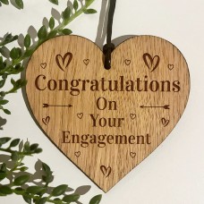 Engagement Congratulations Gift For Couples Engraved Oak Wood 