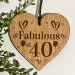 40th Birthday Gift For Her Engraved Wood Oak Heart Gifts