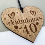 40th Birthday Gift For Her Engraved Wood Oak Heart Gifts