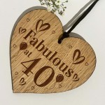 40th Birthday Gift For Her Engraved Wood Oak Heart Gifts