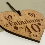 40th Birthday Gift For Her Engraved Wood Oak Heart Gifts