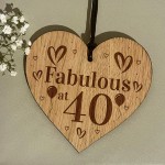 40th Birthday Gift For Her Engraved Wood Oak Heart Gifts