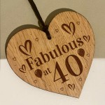 40th Birthday Gift For Her Engraved Wood Oak Heart Gifts