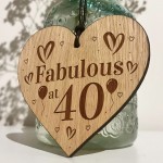 40th Birthday Gift For Her Engraved Wood Oak Heart Gifts