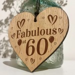 60th Birthday Engraved Oak Wooden Heart Sign Gift For Her Mum