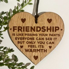 Friendship Gift Engraved Oak Wooden Heart Gift For Friend
