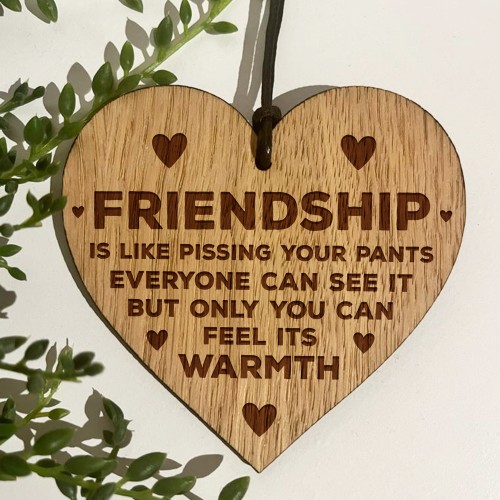 Friendship Gift Engraved Oak Wooden Heart Gift For Friend