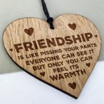 Friendship Gift Engraved Oak Wooden Heart Gift For Friend