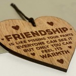 Friendship Gift Engraved Oak Wooden Heart Gift For Friend