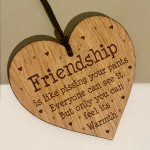 Funny Friendship Gift For Friend Engraved Oak Wood Heart Gift