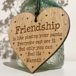 Funny Friendship Gift For Friend Engraved Oak Wood Heart Gift