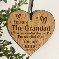Grandad Gift Engraved Wood Oak Heart Gift For Him Birthday Gift 