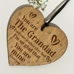 Grandad Gift Engraved Wood Oak Heart Gift For Him Birthday Gift 