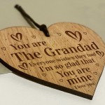 Grandad Gift Engraved Wood Oak Heart Gift For Him Birthday Gift 